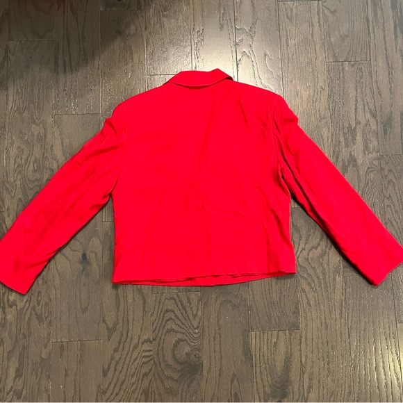 Orvis Blazer Jacket Womens 10 Red Rayon Linen Crop Bolero Office Work VTG Button - Picture 10 of 11